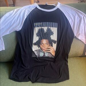 American Apparel Black and White Graphic Long Sleeve 27 Club Basquiat Tee